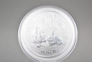 2011 2 Oz Silver Australian Lunar Year Of The Rabbit Coin photo