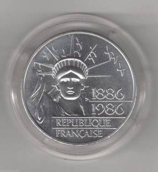 1986 Bu France 100 Francs Silver Piedfort Statue Of Liberty photo