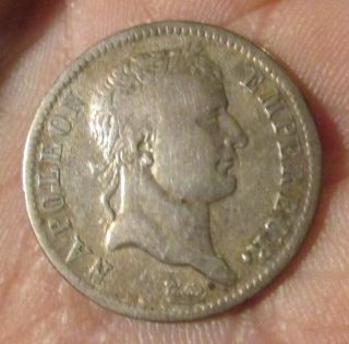 Silver Coin Empire Francais Napoleon Empereur 1 Franc 1810 Vf photo