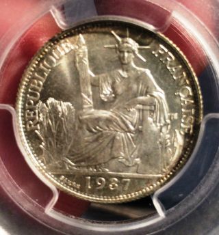 1937 French Indo - China 20 Cents - Pcgs Ms67 - Tied For Finest Known None Higher photo
