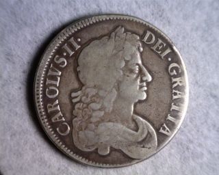 Great Britain 1676 Charles Ii Silver Crown photo