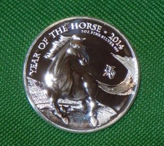 2014 Great Britain 1 Oz 999 Silver Year Of The Horse Gem Coin $9.  99 photo