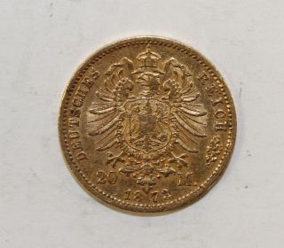 1873 Germany - Prussia 20 Mark Gold Coin photo
