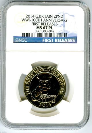 2014 Great Britain 2pnd 100th Anniversary World War I Ngc Ms67 Pl First Releases photo
