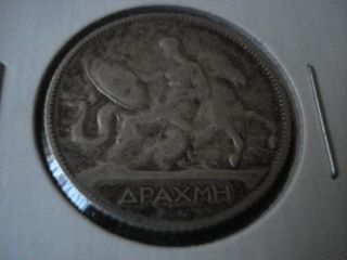 Greece Silver Drachma,  Thetis,  1910 F/vf photo