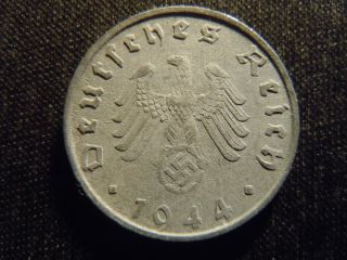1944 - B - German - Ww2 - 10 - Reichspfennig - Germany - Nazi Coin - Swastika - World - Ab - 2659 - Cent photo
