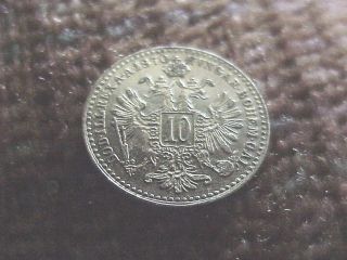 Silver 1870 10 Kreuzer From The Country Of Austria photo