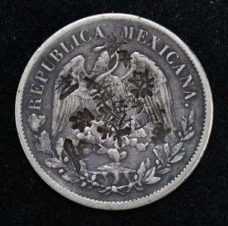 1898 Zs Fz Mexico Peso Chopmarks 90.  3 Silver Km 409.  3 photo