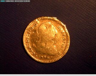 1786 Da Chile 2 Escudos Gold,  1,  394 Minted,  Ex - Jewelry photo