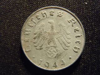 1944 - German - Ww2 - 10 - Reichspfennig - Germany - Nazi Coin - Swastika - World - Ab - 926 - Cent photo