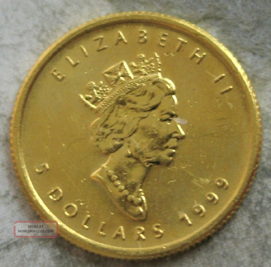 1999 Canada 1/10 Oz.  9999 Gold Maple Leaf. Coins: Canada photo