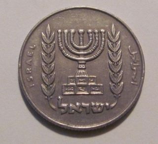 Israel Coin 1/2 Lira Coin Copper Circulated Menorah photo
