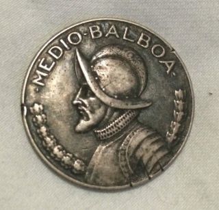 1930 Panama Medio 1/2 Balboa.  900 Silver Coin Ungraded photo