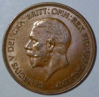 Great Britain 1 Penny 1936 Almost Uncirculated / Uncirculated Copper Coin photo