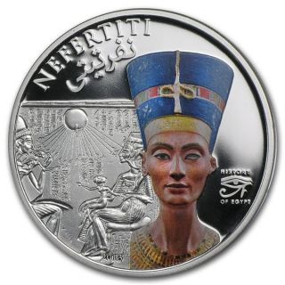 Cook Islands 2013 $5 History Of Egypt Nefertiti.  999 Silver Coin Proof Limit2500 photo
