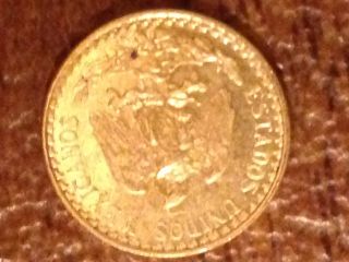 1945 Mexico Mexican Dos Y Medio 2 Pesos Gold Coin photo