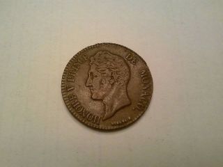 Circulated Copper 1835 Monaco 5 Centimes,  Cinq, photo