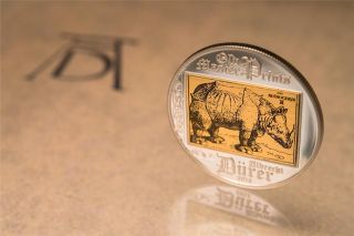 Cook Islands 2013 $5 Albrecht Durer - Rhinoceros Silver Coin Mintage Only 2500 photo
