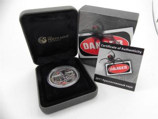 2011 Tuvalu Red Back Spider Deadly Dangerous 1 Oz Silver Coin Russian Version photo