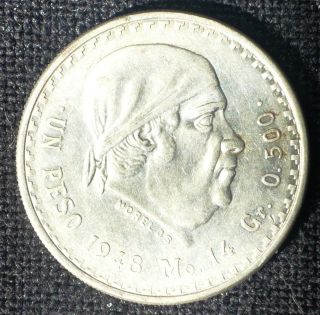1948 Mexico 1 Peso Silver 