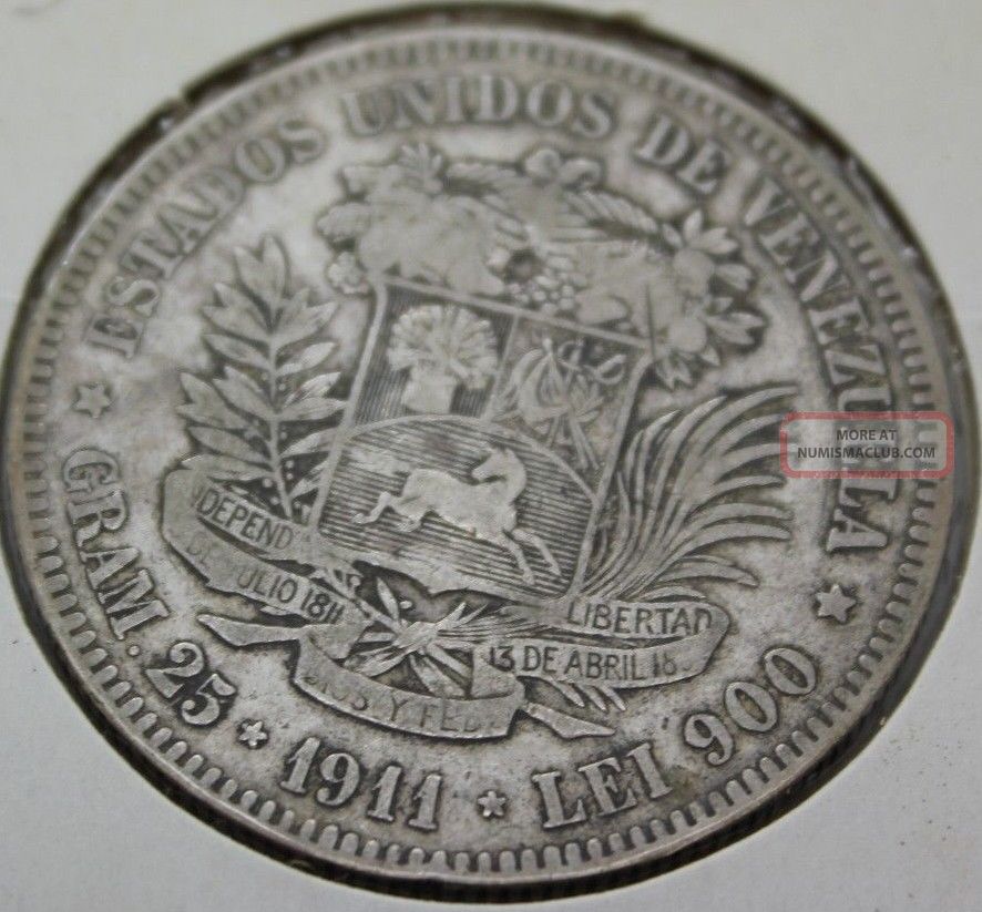 1911 Lei 900 25 Gram Bolivar Libertador Estados Unidos De Venezuela
