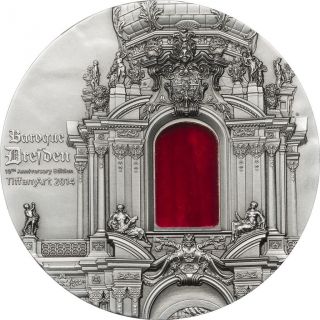 Palau 2014 $10 Tiffany Art Baroque Dresden 2 Oz.  999 Silver Coin Mintage 999 photo