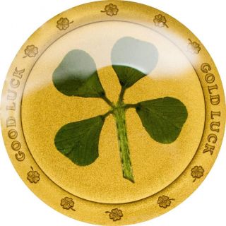 Palau 1$ Good Luck Four Leaf Clover In Gold.  999 Gold Coin Limit 2500 photo