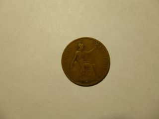Old Great Britain Coin - 1913 Penny - Circulated,  Spots photo
