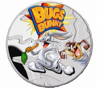 Niue 2013 1$ Cartoon Characters Bugs Bunny Rabbit.  925 Proof Silver Coin photo