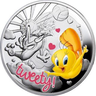 Niue 2013 1$ Cartoon Characters Tweety.  925 Proof Silver Coin photo