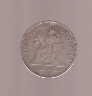 Guatemala 1894 - 4 Reales Silver Coin,  Scarce photo