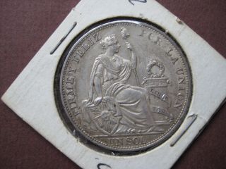 Vintage 1893 Peru Silver Coin 9 Decimos Republica Peruana Lima photo