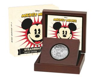 Niue 2014 $2 Disney Steamboat Willie / Mickey Mouse 1 Oz Silver Proof Coin photo