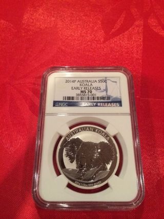 2014 Austrailia Koala Silver Coin (s50c) Ms70 Early Release Date photo