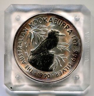 1990 Australia $5 Silver Kookaburra In Square Perth Capsule photo