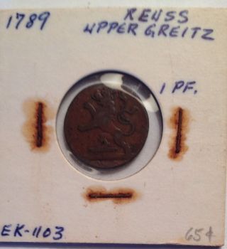 1789 Reuss - Obergreiz 1 Pfennig photo