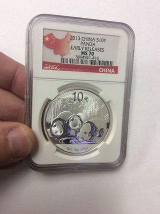 2013 China Silver Panda S10y.  Ngc Early Releases Ms70 photo