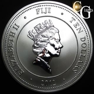 2012 Fiji Five Ounces Silver Coin $10 Taku Hawksbill Turtle 5 Ozt.  999 Silver photo