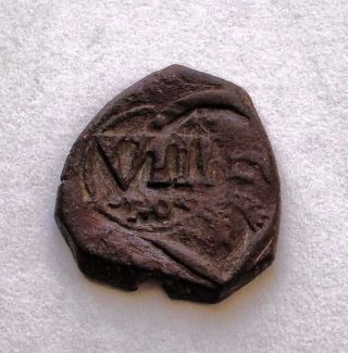 Interesting Spanish Medieval Copper Coin 1642 photo