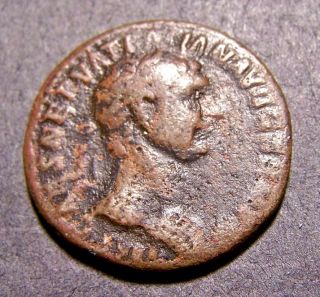Trajan,  Emperor Expands Roman Empire By 117 Ad,  Ancient Victory Coin In 99 A.  D. photo