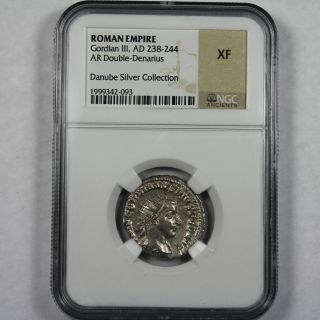 238 - 244 Ad Gordian Iii Ar Double Denarius Ngc Xf - Roman Empire - Silver (093) photo