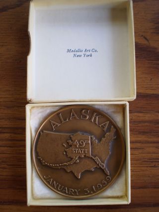 Alaska Commemorating Bronze Medallion - 1959 With Paperwork - Medallic Art Co. photo