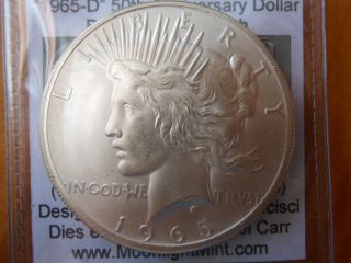 1965 - D Peace Silver Dollar Daniel Carr Overstrike Bulk Issue 147 Minted - photo