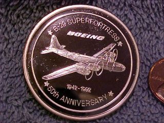1992 Boeing Employees Coin Club Medal Silver B29 Superfortress Best photo