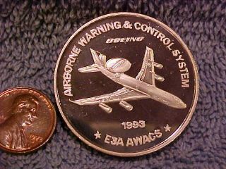 1993 Boeing Employees Coin Club Medal Silver E3a Awacs Best photo