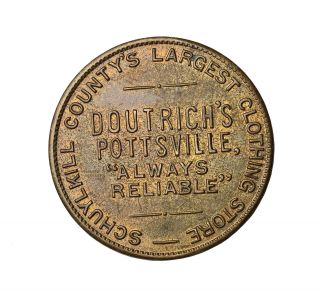 1914 Doutrich ' S Clothing Merchant Token Medal Frackville Pa By Whithead & Hoag photo