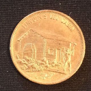 Abraham Lincoln Log Cabin Abe Coin Medal Medalet photo