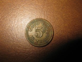 Old Us Trade Token Good For 5 Cents In Trade Charlies Tavern 5c Connecticut photo