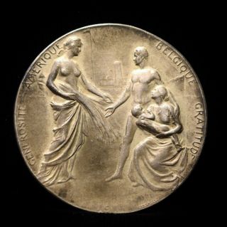 Belgium Medal 1914 King & Queen Of Belgium/gratitude For American Generosity photo