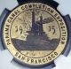 1915 Panama - Pacific Exposition Hk414 Ngc Ms63 Pl,  Canal Battleship San Francisco Exonumia photo 3